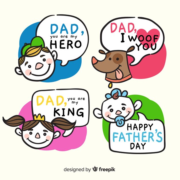 Hand drawn father's day badge collection