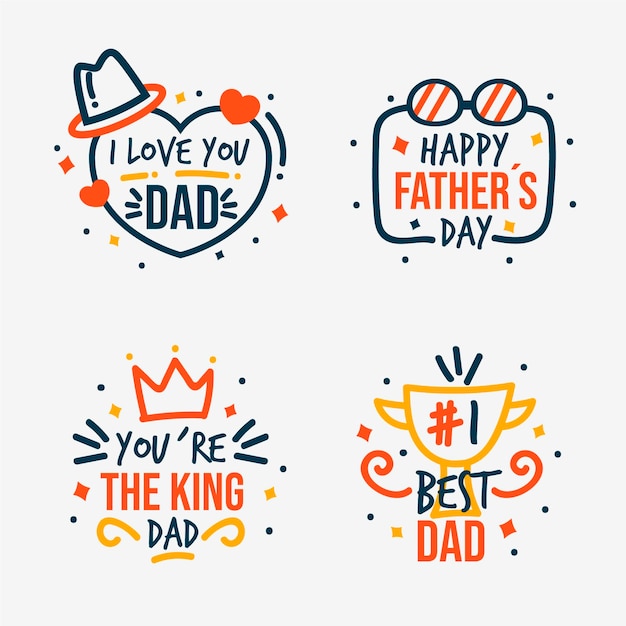 Hand drawn father's day badge collection