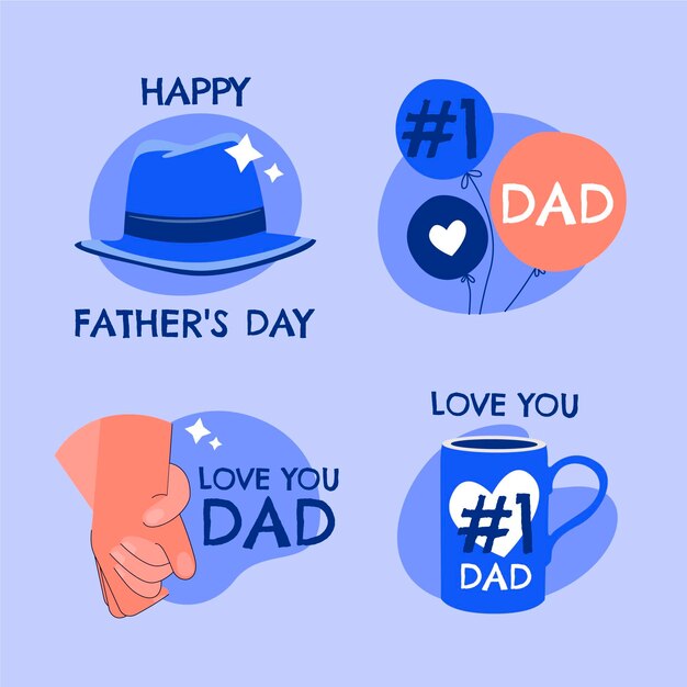 Hand drawn father's day badge collection