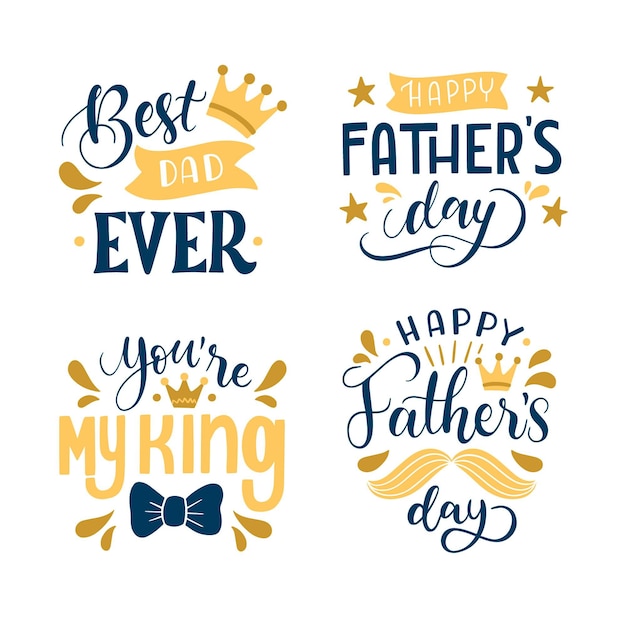 Hand drawn father's day badge collection