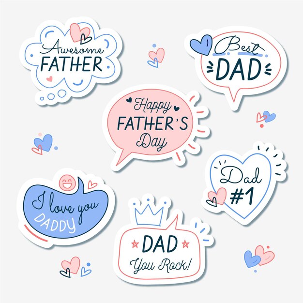 Hand drawn father's day badge collection