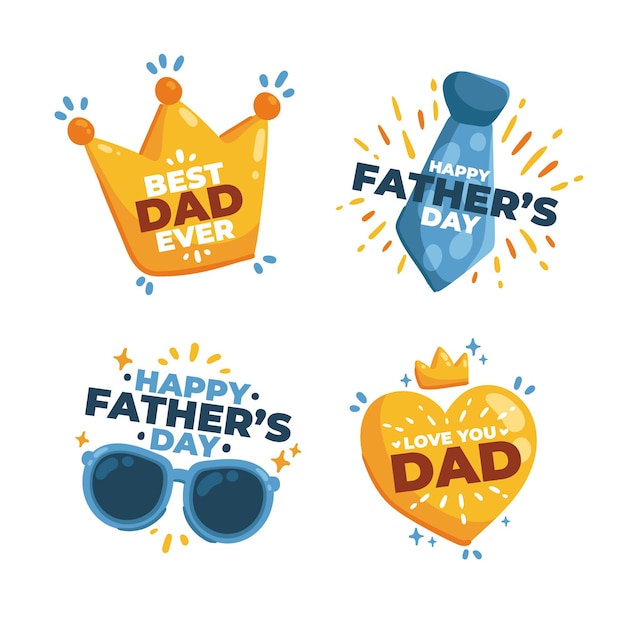 Hand drawn father's day badges collection