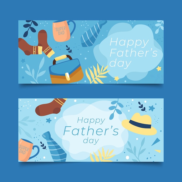 Hand drawn father's day banners set