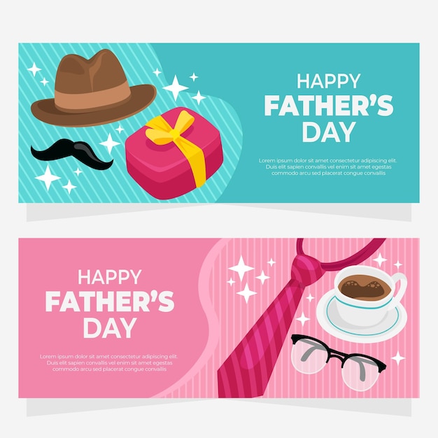 Free vector hand drawn father's day banners set