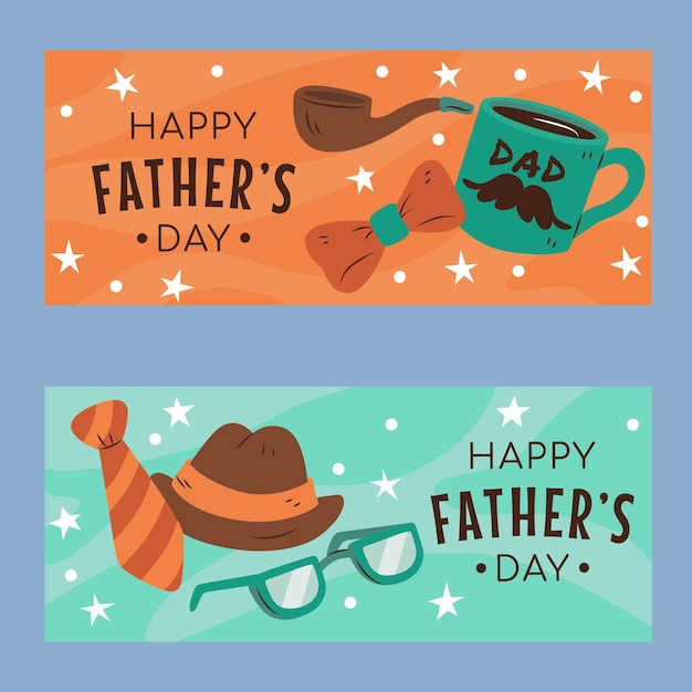 Free vector hand drawn father's day banners set