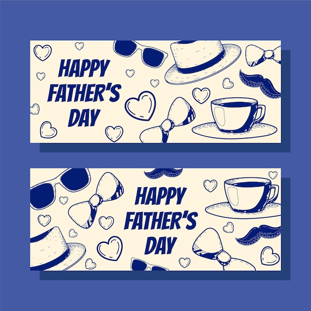 Free vector hand drawn father's day banners set