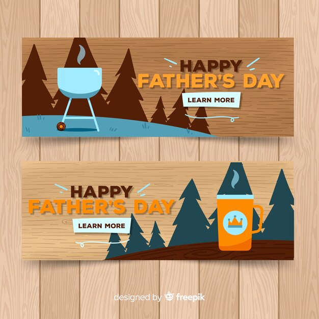 Hand drawn father's day banners