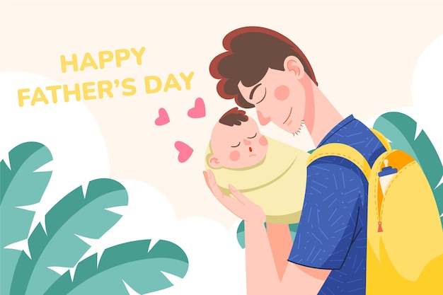 Hand drawn father's day illustration with baby