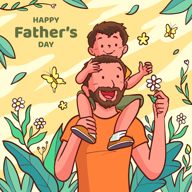 Hand drawn father's day illustration