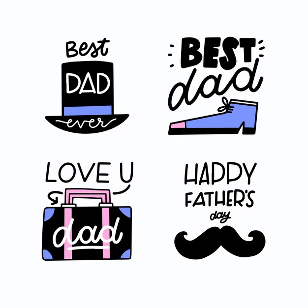 Hand drawn father's day labels collection