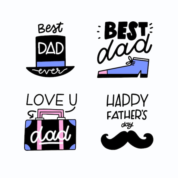 Hand drawn father's day labels collection
