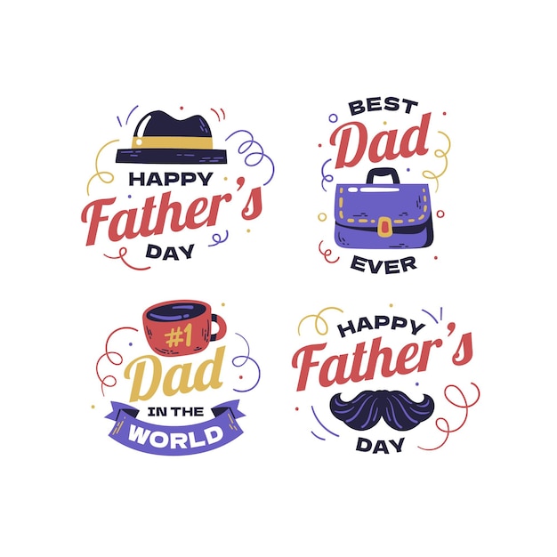 Free vector hand drawn father's day labels collection