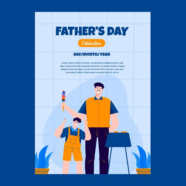 Free vector hand drawn father's day poster with barbecue