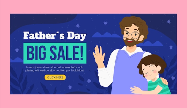 Free vector hand drawn father's day sale banner with son