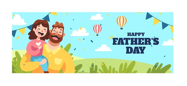 Modello di copertina dei social media per la festa del papà disegnato a mano