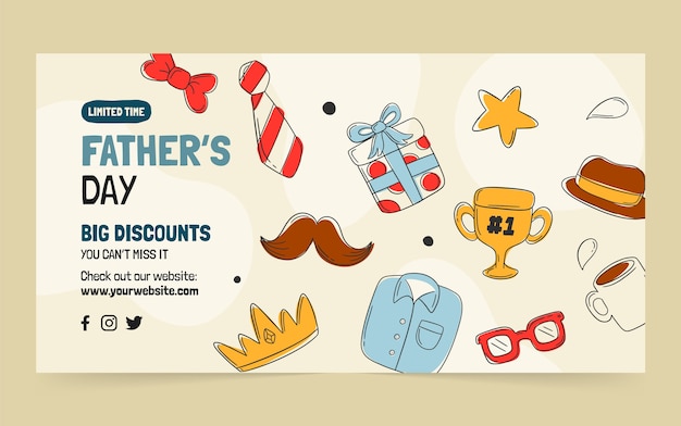 hand drawn father's day social media post template