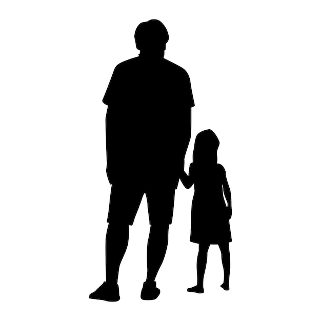 Hand drawn father and son silhouette