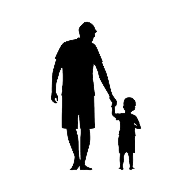Free Vector hand drawn father and son silhouette