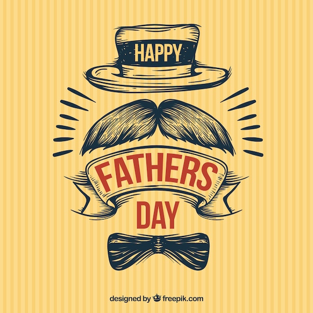 Free vector hand drawn fathers day background with mustache