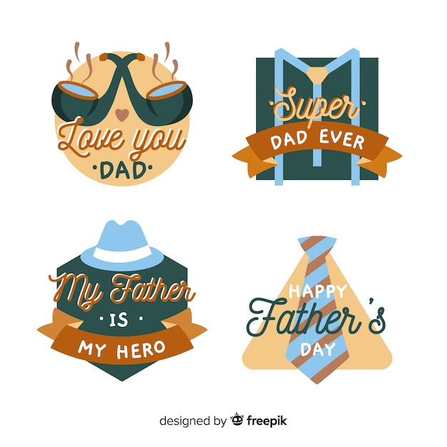 Free vector hand drawn fathers day label collection