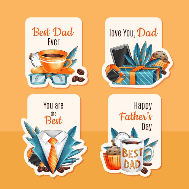 Hand drawn fathers day labels collection