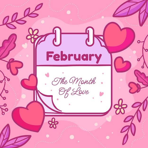 Free vector hand drawn february month of love background