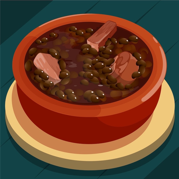 무료 벡터 손으로 그린 feijoada 그림