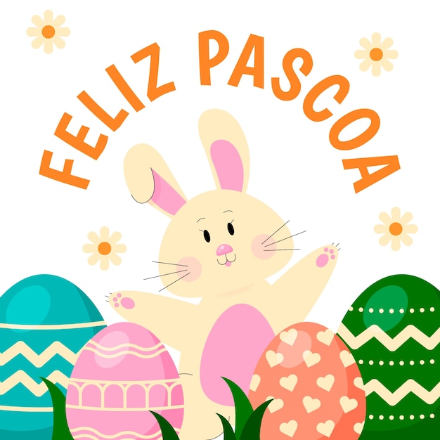 Hand drawn feliz pascoa illustration