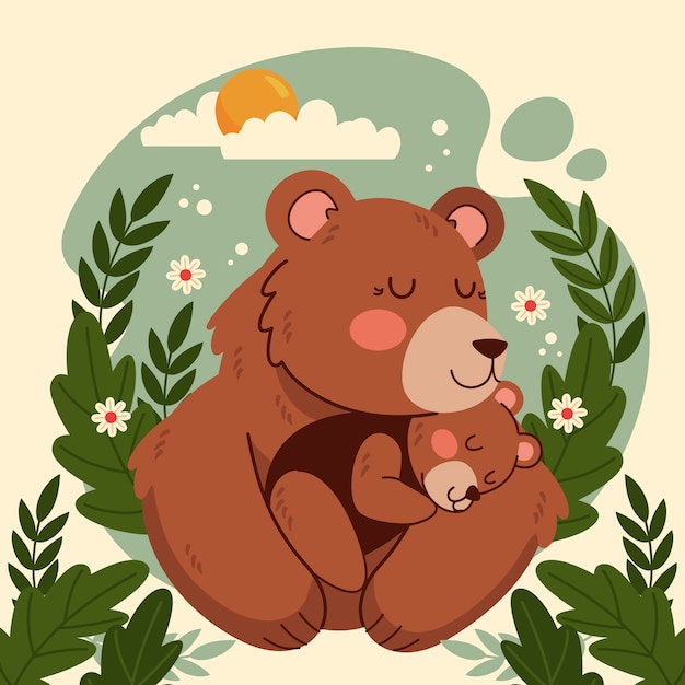 無料ベクター 手描きのメスのクマのイラスト