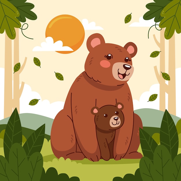 無料ベクター 手描きのメスのクマのイラスト