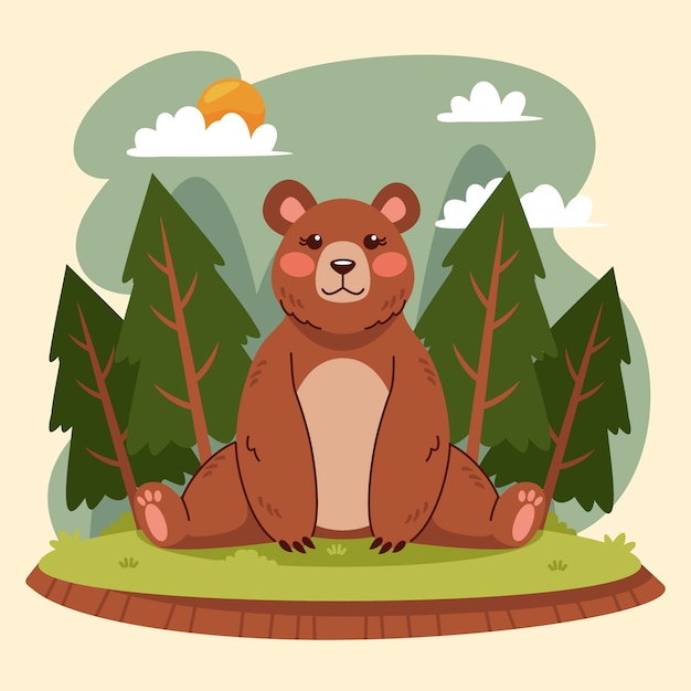 無料ベクター 手描きのメスのクマのイラスト