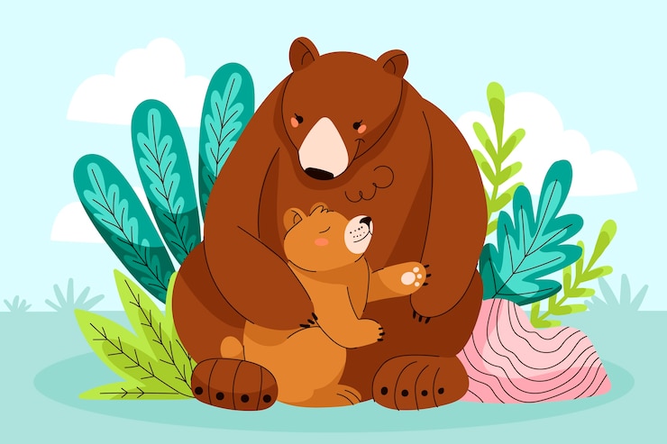 무료 Vector 손으로 그린 여성 곰 그림