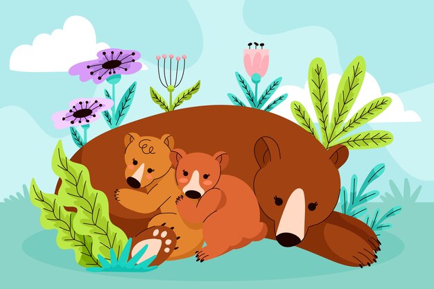 Hand drawn female bear illustration