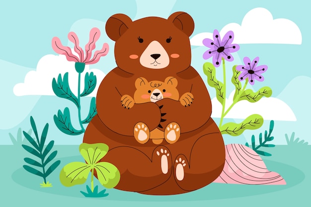 Free vector hand drawn female bear illustration