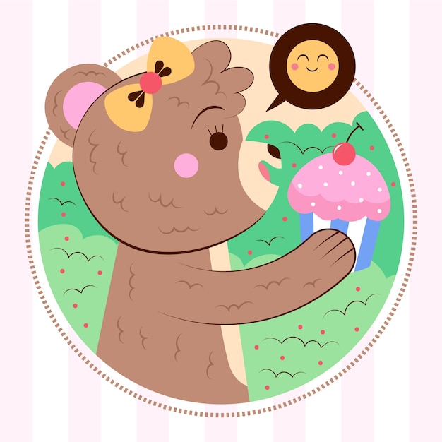 無料ベクター 手描きのメスのクマのイラスト