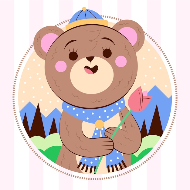 無料ベクター 手描きのメスのクマのイラスト