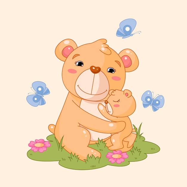 無料ベクター 手描きのメスのクマのイラスト