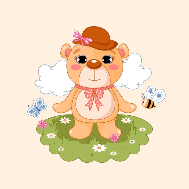 Free Vector hand drawn female bear illustration
