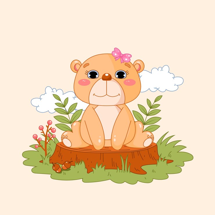 Free Vector hand drawn female bear illustration