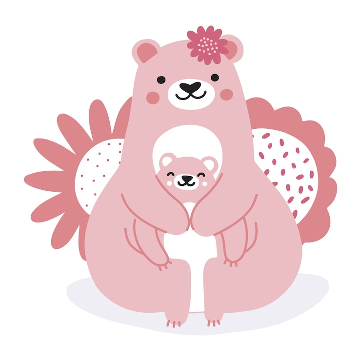 Free Vector hand drawn female bear illustration
