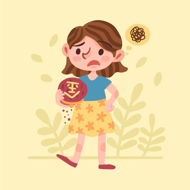 Hand drawn female character losing  money