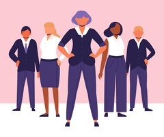 Free vector hand drawn female team leader in a group of people