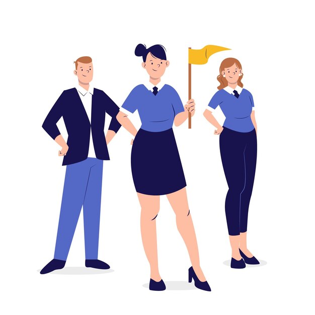 hand drawn female team leader illustrated