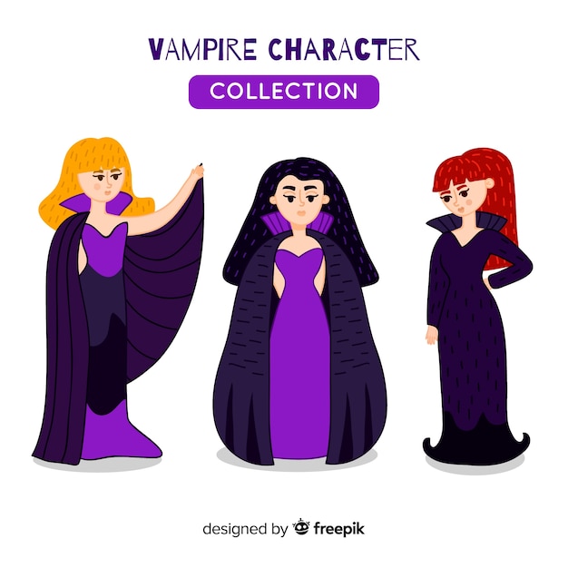 Коллекция женских вампиров с ручным рисунком