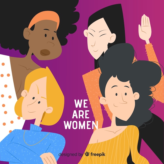 Free vector hand drawn feminism composition