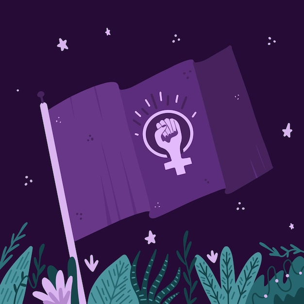 Бесплатное векторное изображение Нарисованная рукой иллюстрация феминистского флага