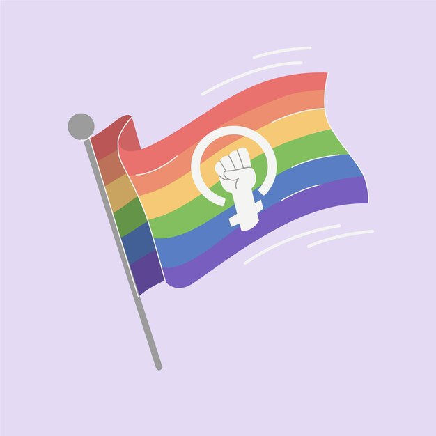 Hand drawn feminist lgbt+ flag