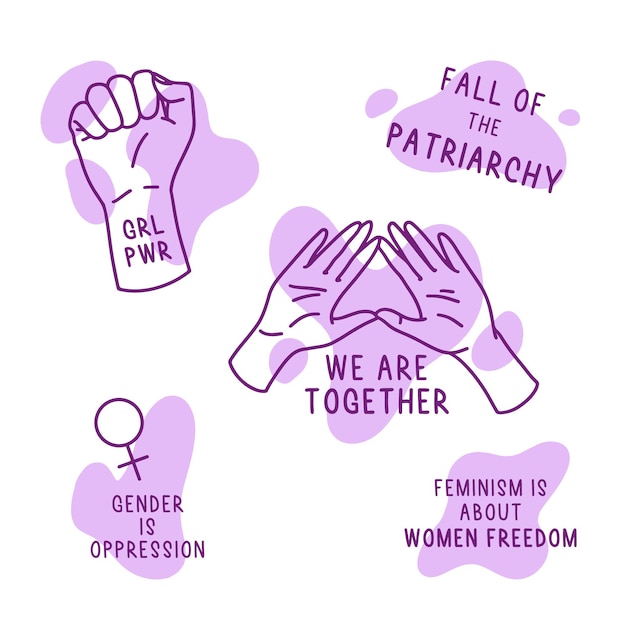 Free Vector hand drawn feminist quotes set