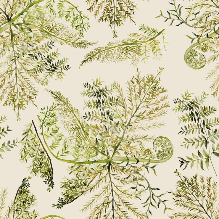 Free Vector hand drawn fern leaves seamless pattern design