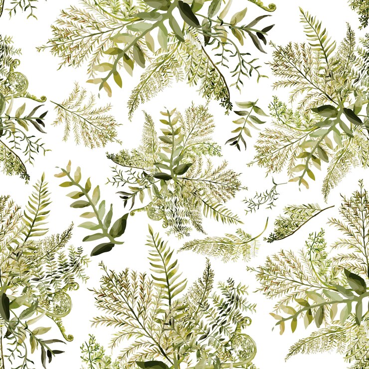 Free Vector hand drawn fern leaves seamless pattern design